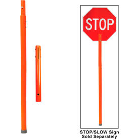 Plasticade® PVC Flagger Pole For STOP/SLOW Signs Spring button 72"" Pole Height Orange