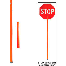 Plasticade® PVC Flagger Pole For STOP/SLOW Signs Spring button 84"" Post Height Orange