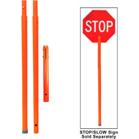 Plasticade® PVC Flagger Pole For STOP/SLOW Signs Spring button 84"" Post Height Orange