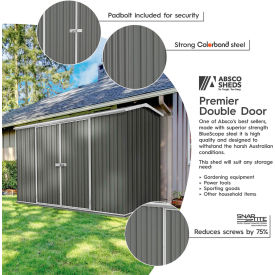 Premier Metal Storage Shed, 10' x 5', Woodland Gray view 2