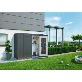 Galvanized Steel Equipment Locker 230 w/Floor Kit, 7-1/2' x 2-11/16' x 6', Dark Gray view 2