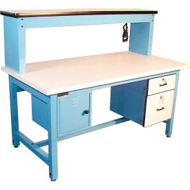 Global Industrial B2334699 Global Industrial™ Bench-In-A-Box Technical Workbench, Plastic Laminate Top, 72"Wx30"D, Blue image.