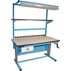 Global Industrial B2334694 Global Industrial™ Bench-In-A-Box Ergonomic Workbench, ESD Laminate Top, 72"Wx30"D, Blue image.