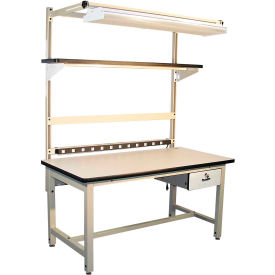 Global Industrial B2334702 Global Industrial™ Bench-In-A-Box Standard Workbench, ESD Laminate Top, 72"Wx30"D, Beige image.