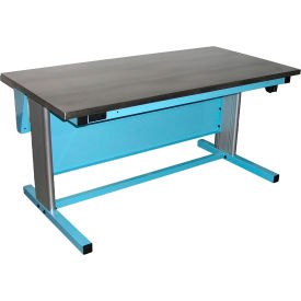 Pro-Line Ergoline Electric Height Adj. Workbench Stainless Steel Top 60"W x 30"D Light Blue Frame 