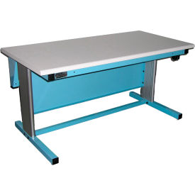 Pro-Line Ergoline Electric Height Adj. Workbench Rolled Edge ESD Laminate Top 72"W x 30"D Blue 