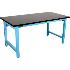 Pro-Line Adjustable Height Heavy Duty Workbench Chem-Guard Square Edge 60"W x 30"D Blue 