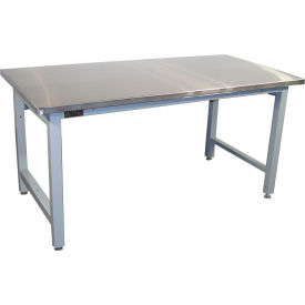 Pro-Line Mobile Workbench with Stainless Steel Top Square Edge 60"W x 30"D Light Gray Frame 