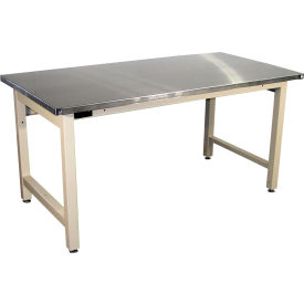 Pro-Line Mobile Workbench with Stainless Steel Top Square Edge 72"W x 30"D Light Beige Frame 