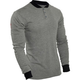 NATIONAL SAFETY APPAREL, INC C541NGEBSLS2X DRIFIRE® Flame Resistant Long Sleeve Henley, 2XL, Gray, C541NGEBSLS2XL image.