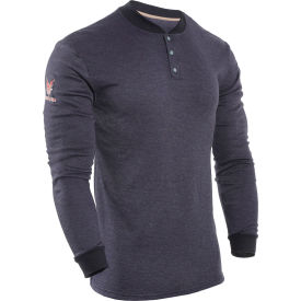 NATIONAL SAFETY APPAREL, INC C541NNBBSLS3X DRIFIRE® Flame Resistant Long Sleeve Henley Navy 3XL, Navy, C541NNBBSLS3XL image.