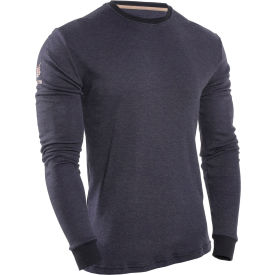 NATIONAL SAFETY APPAREL, INC C541NNBLSLG DRIFIRE® Flame Resistant Long Sleeve T-Shirt, L, Navy, C541NNBLSLG image.