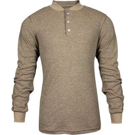 NATIONAL SAFETY APPAREL, INC C541NTNBSLS2X DRIFIRE® Flame Resistant Long Sleeve Henley, 2XL, Tan, C541NTNBSLS2XL image.