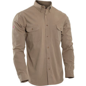 NATIONAL SAFETY APPAREL, INC DF2-324LS-KH-MD DRIFIRE® Flame Resistant Utility Shirt, M, Tan, DF2-324LS-KH-MD image.
