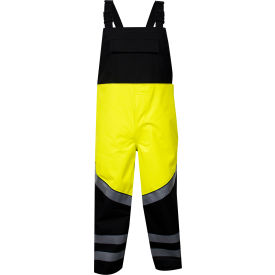 black and yellow bib overalls