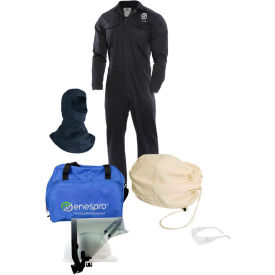 NATIONAL SAFETY APPAREL, INC KIT2CV08NGBLG Enespro® ArcGuard® 8 cal/cm2 Arc Flash Kit with FR Coverall and Balaclava, LG, No Gloves image.