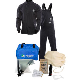 NATIONAL SAFETY APPAREL, INC KIT2SC11MD08 Enespro® ArcGuard® 12 cal Arc Flash Kit W/Short Coat & Bib Overall in UltraSoft, M, Sz 08 image.