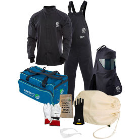 NATIONAL SAFETY APPAREL, INC KIT4SC40MD08 Enespro® ArcGuard® 40 cal Compliance Arc Flash Kit w/ Short Coat & Bib Overall, M, Sz 08 image.