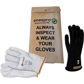 NATIONAL SAFETY APPAREL, INC KITGC00B10 Enespro® ArcGuard® Class 00 ArcGuard Rubber Voltage Glove Kit, Black, Size 10, KITGC00B10 image.