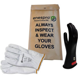 NATIONAL SAFETY APPAREL, INC KITGC0B08 Enespro® ArcGuard® Class 0 ArcGuard Rubber Voltage Glove Kit, Black, Size 8, KITGC0B08 image.