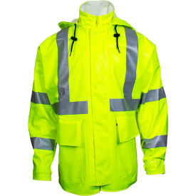 NATIONAL SAFETY APPAREL, INC R30RL062X Arc H2O™ Flame Resistant Hi-Vis Rain Jacket, ANSI Class 3, Type R, Yellow, 2XL image.