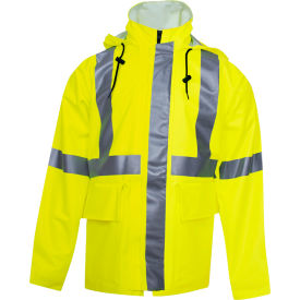 Arc H2O Flame Resistant Hi-Vis Rain Jacket, ANSI Class 3, Type R, Yellow, XL