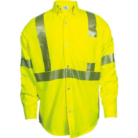 VIZABLE FR Hi-Vis Work Shirt, Type R, Class 3, S, Fluorescent Yellow, SHRTV3C3SMRG