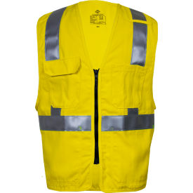 VIZABLE Flame Resistant Deluxe Hi-Vis Zip Safety Vest, ANSI Class 2, Type R, 3XL, Yellow VIZABLE Flame Resistant Deluxe Hi-Vis Zip Safety Vest, ANSI Class 2, Type R, 3XL, Yellow