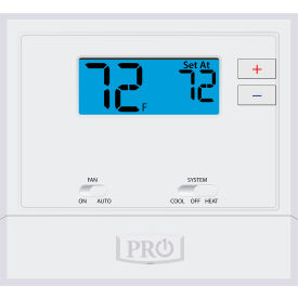PRO1 IAQ INC T601-2 PRO1 IAQ Low Voltage Thermostat, Non-Programmable, 1H/1C, Single Stage image.