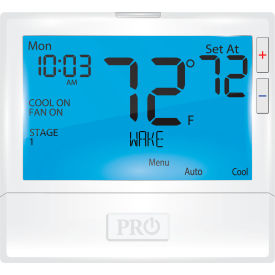 PRO1 IAQ INC T855 PRO1 IAQ Low Voltage Thermostat Universal, 7 Day,5/1/1 or Non-Programmable, 2H/2C, 3H/2C, 8" Display image.
