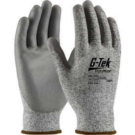 Pip Industries 16-150/L G-Tek PolyKor Seamless Knit Blended Glove Polyurethane Coated Flat Grip, Large, Salt and Pepper 12PR image.