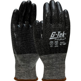 Pip Industries 16-473/L G-Tek® PolyKor Seamless Knit Blended CR Gloves, Silicone Coated, ANSI A7, L, Black, 1 Pair image.