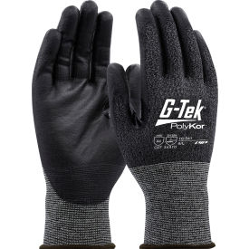 Pip Industries 16-541/3XL G-Tek® PolyKor® Seamless Knit Blended CR Gloves, PU Coated, ANSI A4, 3XL, Black, 1 Pair image.