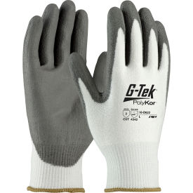 Pip Industries 16-D622/M G-Tek PolyKor Seamless Knit PolyKor Glove Polyurethane Coated Flat Grip, Medium, White, 12PR image.