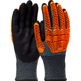 Pip Industries 16-MPT430/L G-Tek® PolyKor® Seamless Knit Blended CR Gloves, Nitrile Coated, ANSI A4, L, Blue, 1 Pair image.
