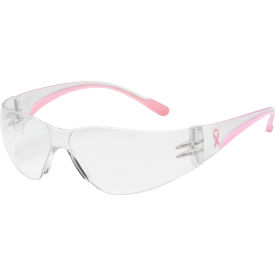 Pip Industries 250-11-0900 Eva® Petite Anti-Scratch Rimless Safety Glasses w/ Clear/Pink Temple, Clear Lens, Pack of 12 image.
