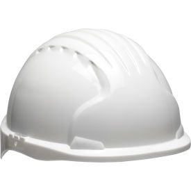 Pip Industries 280-EV6151S-10 Evolution Deluxe Short Brim Hard Hat HDPE Shell, 6-Pt Suspension w/Ratchet Adjustment, White image.