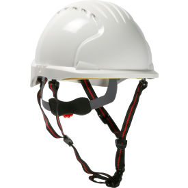 Pip Industries 280-EV6151S-CH-10 Evo 6151 Ascend Short Brim Safety Helmet HDPE Shell, 6-Pt Suspension, Wheel Ratchet Adj., White image.