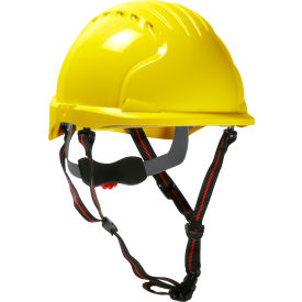 Pip Industries 280-EV6151S-CH-20 Evo 6151 Ascend Short Brim Safety Helmet HDPE Shell, 6-Pt Suspension, Wheel Ratchet Adj., Yellow image.