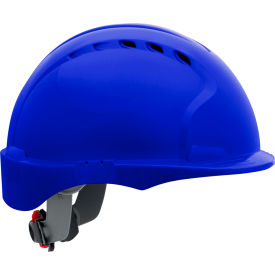 Pip Industries 280-EV6151SV-50 Evolution Deluxe 6151 Short Brim Hard Hat HDPE Shell, 6-Point Suspension, Ratchet Adjustment, Blue image.