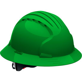 Evolution Deluxe 6161 Full Brim Hard Hat HDPE Shell, 6-Pt Polyester Suspension, Ratchet Adj., Green