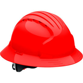 Pip Industries 280-EV6161-60 Evolution Deluxe 6161 Full Brim Hard Hat HDPE Shell, 6-Pt Polyester Suspension, Ratchet Adj., Red image.