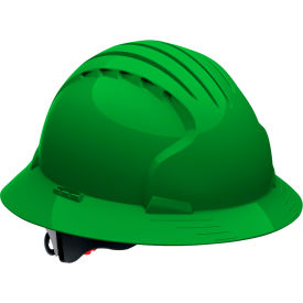 Pip Industries 280-EV6161V-30 Evolution Deluxe 6161 Full Brim Hard Hat HDPE Shell, 6-Pt Suspension, Ratchet Adjustment, Green image.