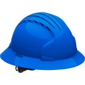 Pip Industries 280-EV6161V-50 Evolution Deluxe 6161 Full Brim Hard Hat HDPE Shell, 6-Pt Suspension, Ratchet Adjustment, Blue image.