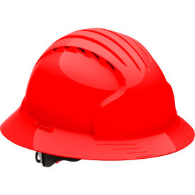 Pip Industries 280-EV6161V-60 Evolution Deluxe 6161 Full Brim Hard Hat HDPE Shell, 6-Pt Suspension, Ratchet Adjustment, Red image.