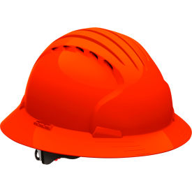 Pip Industries 280-EV6161V-OR Evolution Deluxe 6161 Full Brim Hard Hat HDPE Shell, 6-Pt Suspension, Ratchet Adjustment, Neon Org image.