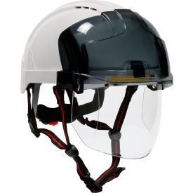 Pip Industries 280-EVSV-CH-01W Evo Vista Ascend Industrial Safety Helmet, Type I, Vented, ABS Shell, Integrated Faceshield, White image.