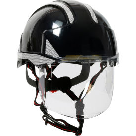 Pip Industries 280-EVSV-CH-11SR Evo Vista Ascend Industrial Safety Helmet, Type I, Vented, ABS Shell, Integrated Faceshield, Black image.