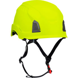 Traverse Industrial Climbing Helmet, 4-Point Chin Strap, Non-Vented, Hi-Vis Yellow view 2