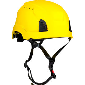 Pip Industries 280-HP1491RVM-02 Traverse™ Cap Style Industrial Climbing Helmet, Vented, HDPE Suspension, Yellow image.